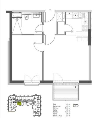 Helle 2-Zimmer Wohnung im 4. OG mit Balkon in Niederschöneweide