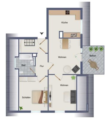 Charmante 3-Zimmer Maisonette-Wohnung im 3. OG mit Balkon in Solingen