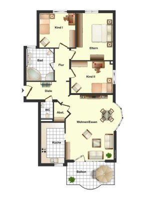 4,5-Zimmer-Wohnung mit Einbauküche und Garage