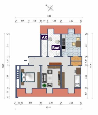 Bergpanorama im Dachgeschoß mit 3,5 Zimmer. Ab 1. Oktober 2026 - Heizkosten inklusive.