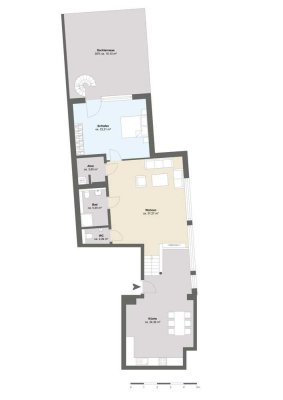 repäsentative 2-Zimmerwohnung mit Südterrasse