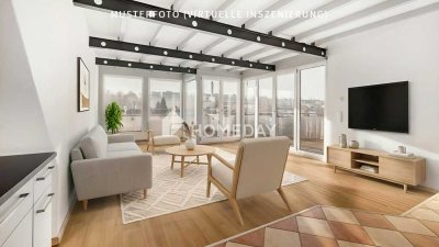 Lichtdurchflutete 3-Zimmer-Dachgeschosswohnung mit Dachterrasse und Blick in grüne Weite