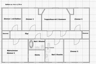 5 Zimmer Wohnung in Plauen mit Einbauküche, Balkon und 2 Bädern