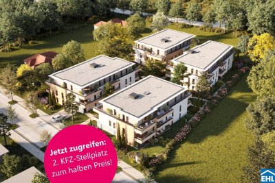 Erwerben Sie den zweiten KFZ-Stellplatz mit einem Preisnachlass von 50 %.