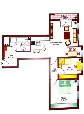 Ansprechende 3-Raum-Wohnung mit EBK und Balkon in Fischach