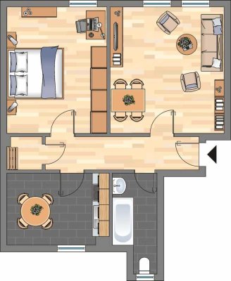 2-Zimmer-Wohnung in Herne Sodingen mit neuem Bad und tapeziert