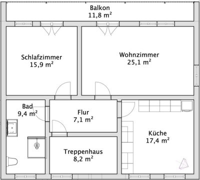 Charmante 2-Zimmer-Wohnung mit lichtdurchflutetem Wohnbereich und Südbalkon, ideal für Naturfreunde