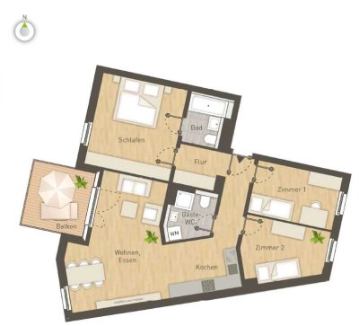 Moderne 4-Zimmer-Wohnung mit Balkon und EBK in Thon