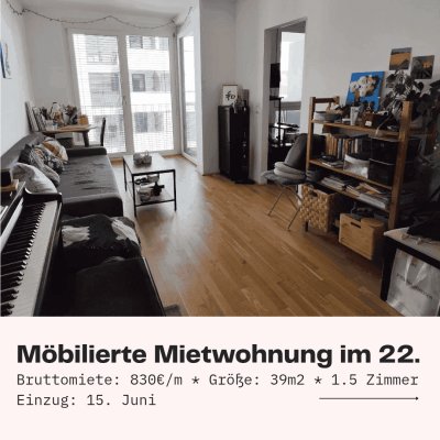 Vollmöbilierte 1.5 Zimmer-Wohnung mit Balkon in Wien 1220
