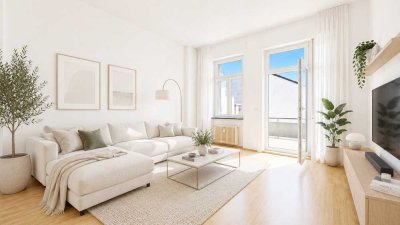 Helle Vier-Zimmer-Altbauwohnung mit Balkon in Mainnähe