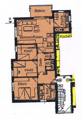 4-Zimmer-Wohnung mit EBK und Balkon im Erdgeschoss (Hochparterre) in guter, zentrumsnaher Lage
