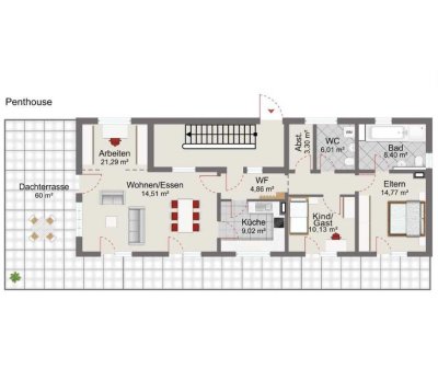3-Zimmer-Wohnung, die sich wie ein eigenes Haus anfühlt (zentral und mit Tiefgarage)