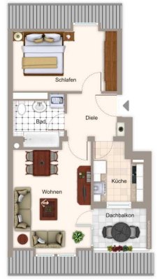 Schön geschnittene 2-Zimmer-Wohnung mit Süd-Loggia und TG-Stellplatz