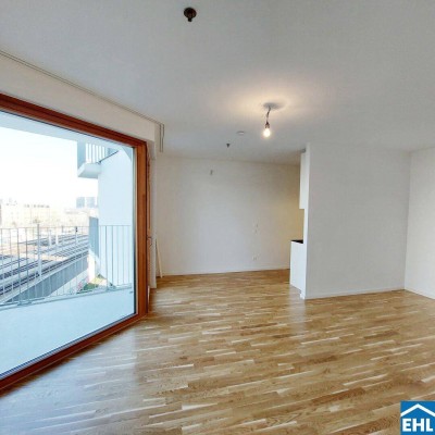Sonnwendviertel: 1 Zimmer-Wohnung mit Balkon im 10. OG – Fitnessraum, Co-Working &amp; Rooftop-Terrasse inklusive!