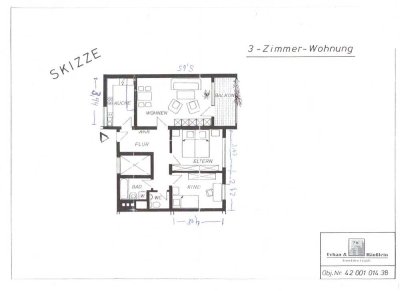 Gut geplante 3-Zimmer-Wohnung mit Balkon und Einbauküche in Püderhausen