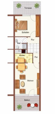 2ZKB Reihenmittelhaus / renoviert/ Balkon/ Terrasse/ Keller