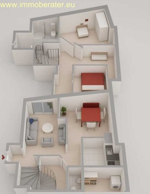 Top-renovierte Maisonettewohnung über 2 Wohnebenen /  3,5 Zimmer / 94 m² WFL / mit Loggia und hochw.
