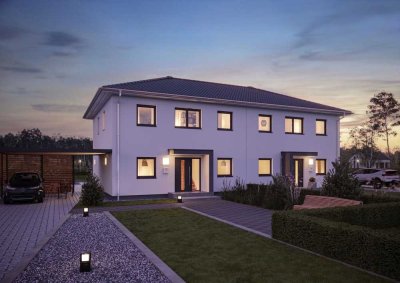 *NEUBAU - Exklusives Doppelhaus mit Walmdach - Modernes effizientes Design entsteht in guter Lage vo