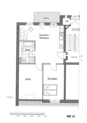 Charmante Dachgeschoss mit schöner Wohnküche und Balkon