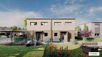 Neubau-Erstbezug: Doppelhaushälfte in Großebersdorf mit rd. 117 m² WNFL und Garten - provisionsfrei