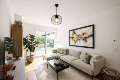 EXKLUSIVE GARTENWOHNUNG + Neubau + 3 Zimmer + ca. 69m² WFL + ca. 31m² Garten &amp; ca. 12m² Terrasse + 1. Liftstock + Garagenplatz + Absolute Ruhelage