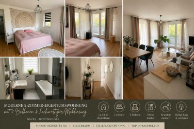 Bezugsfertige 2-Zimmer-Eigentumswohnung mit zwei Balkonen und hochwertiger Möblierung in Bettenhause