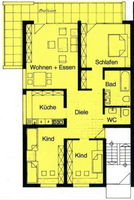 4-Zimmer-Wohnung mit Balkon und Einbauküche in Bad Herrenalb