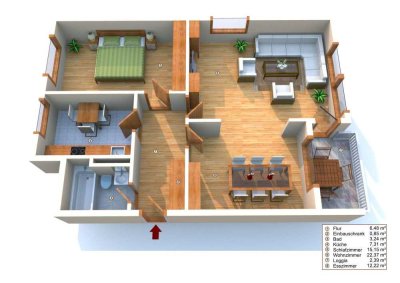 Renovierte 2,5-Zimmer Wohnung im 3. OG mit Balkon in Hannover-Ahlem