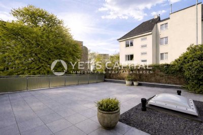 MODERNISIERTE SKYLINE-WOHNUNG MIT 60 QM SONNENTERRASSE UND BLICK AUF DEN RÖMERTURM +PROVISIONSFREI+