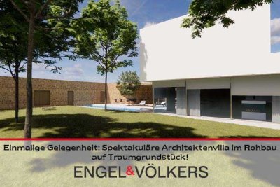 Einmalige Gelegenheit: Spektakuläre Architektenvilla im Rohbau auf Traumgrundstück!