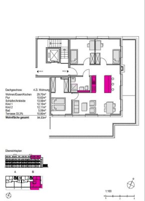 4-Zimmer-Penthouse-Wohnung mit Balkon und Einbauküche in Hanau