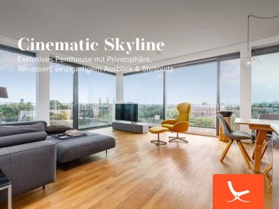 Cinematic Skyline – Exklusives Penthouse mit Privatsphäre, Terrassen, tollem Ausblick & Stellplatz