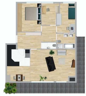 Schöne, helle, 4 Zi-EG-Terrassen-Wohnung, Ecklage, unvermietet inkl. Garage zu verkaufen