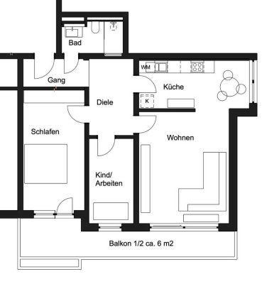 Frisch sanierte 3 Zimmer Wohnung in Neubiberg