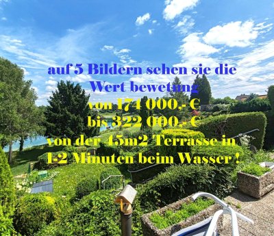 WOW ! sind die Redaktionen zum SPEKTKULÄREN SEE- Panorama ! - So reagierte noch JEDER ! 117 m2 Nutzfl =63 m2 Wohnfl + 54 m2 Terrasse ! Wert 174 000,- € bis 322 000,- € Infos auf Bilder ! 3 Parkplätze + über 20 Jahre nur im Sommer von Fr- So genutzt + Hoch