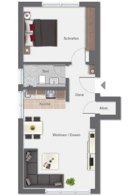 2-Zimmer Wohnung im Erdgeschoss in Leverkusen Rheindorf