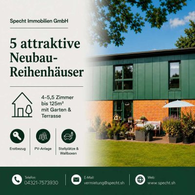 Neubau-Erstbezug: 5 Zimmer Reihenhaus, 110 m², Garten, Terrasse, Wallbox in Neumünster-Gadeland