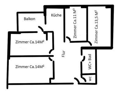 WG geeignete geschmackvolle 4-Raum-Wohnung mit Balkon und EBK in Karlsruhe