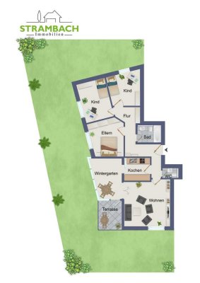 Zentrale 4 Zimmer EG-Wohnung mit Garten und TG-Stellplatz in Bad Boll