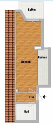 Stilvolle 1-Zimmer-Dachgeschosswohnung mit Balkon und EBK in Puchheim