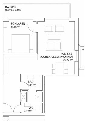 2 Zimmerwohnung mit direktem Rheinblick
