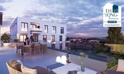 Wohnen mit Urlaubsflair: 3-Zi.-Neubau mit 2 Bädern direkt am See. Dank EH 40 + QNG KfW-förderfähig