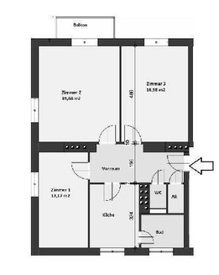"Helle, moderne 3-Zimmerwohnung mit südseitigem Balkon und Küche - keine Ablöse"
