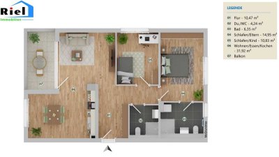 NEUABU Schöne 3 Zimmer Wohnung in Kehl - Neumühl