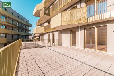 Riesige Terrasse zum Ausbreiten - Sonnenanbeter werden es lieben - Provisionsfreier Erstbezug in Ruhelage