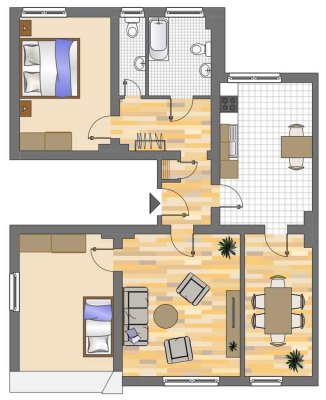 4-Zimmerwohnung im 2.OG mit Gäste-WC bezugsfertig