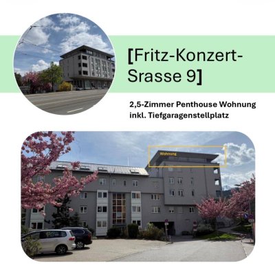 Helle 2,5 Zimmer Penthouse mit Terrasse und Tiefgaragenplatz in Innsbruck