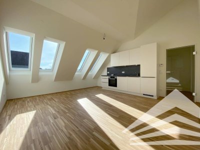 Lichtdurchflutete und klimatisierte DG-Neubau-Wohnung mit Küche - Nähe Herz Jesu Kirche