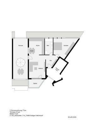 2 Zimmer Wohnung mit Terrasse und Balkon in Stuttgart Weilimdorf ab 01.08.2025 zu vermieten
