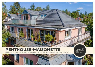 Penthouse-Maisonette am Tegeler Forst:5 Zimmer, Dachterrassen, Waldblick, Gästeetage & 2 Stellplätze